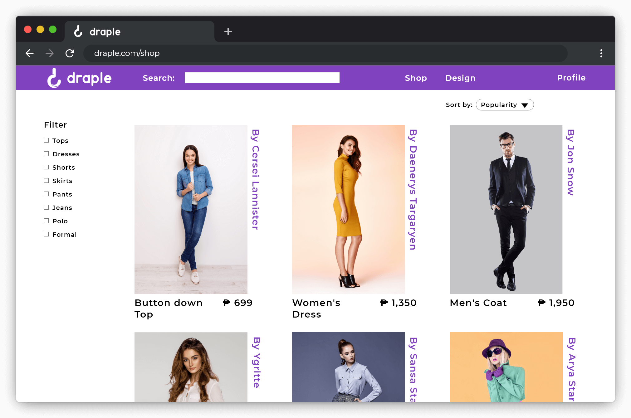 mock webshop